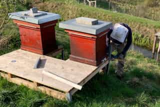 Montage unserer Plattformen für unsere Bienenbehausungen